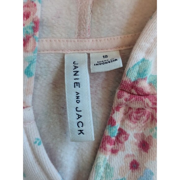 JANIE AND JACK Girls Pink Floral Long Sleeve Hooded Sweater Dress Girls Size 10 - Picture 3 of 8